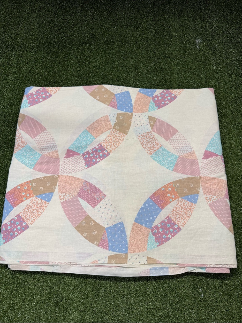 Vintage Patchwork Pattern Geometric Cotton Fabric Large Piece 6yds x 90"